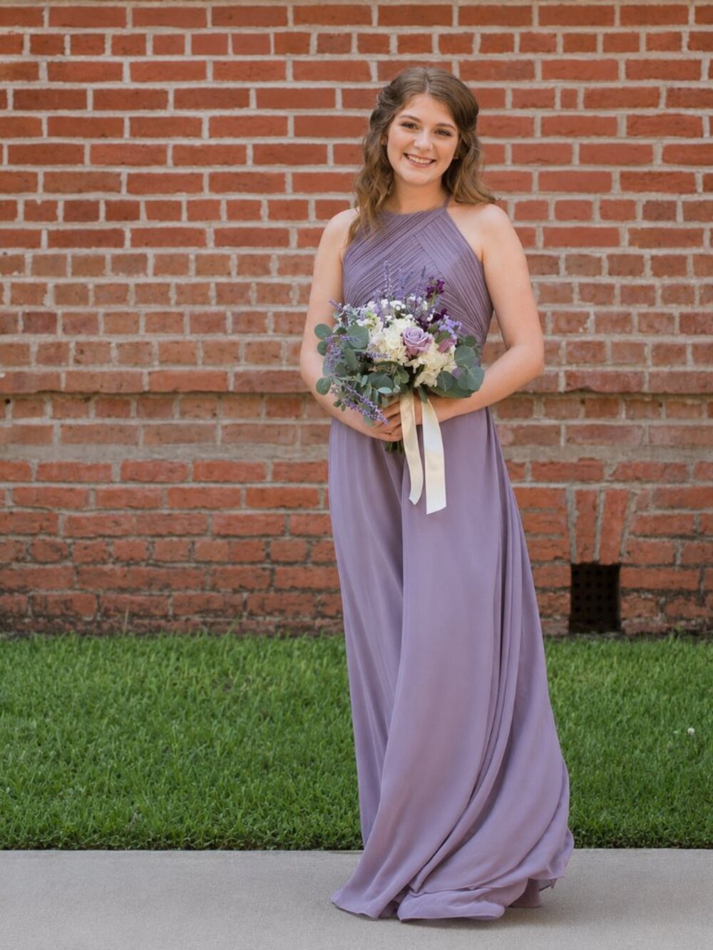 #Levkoff Bridesmaid Halter Neck Dusty Lavender Dress